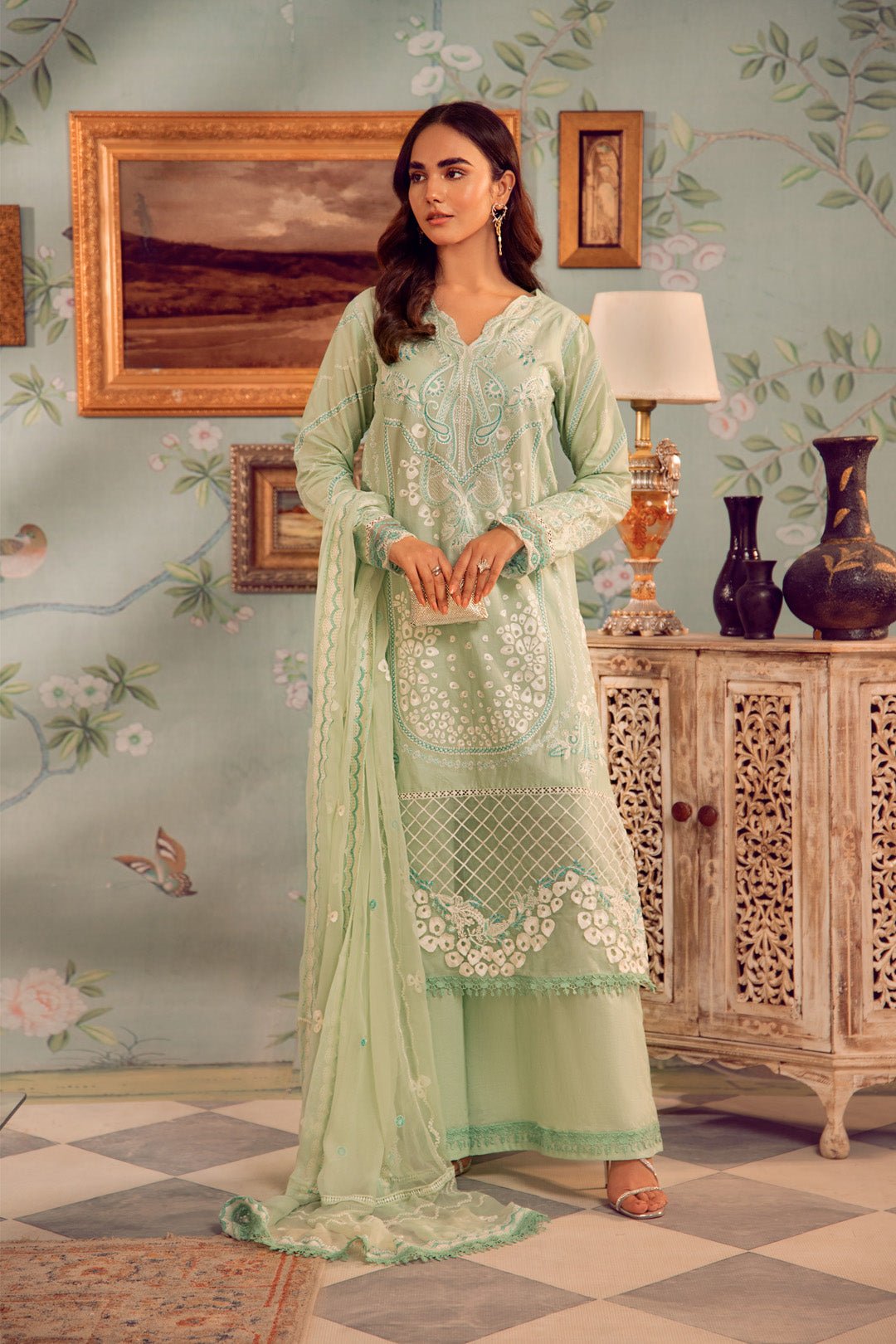 3pc Lawn With Embroidered Chiffon - NV01D03 - Noosh