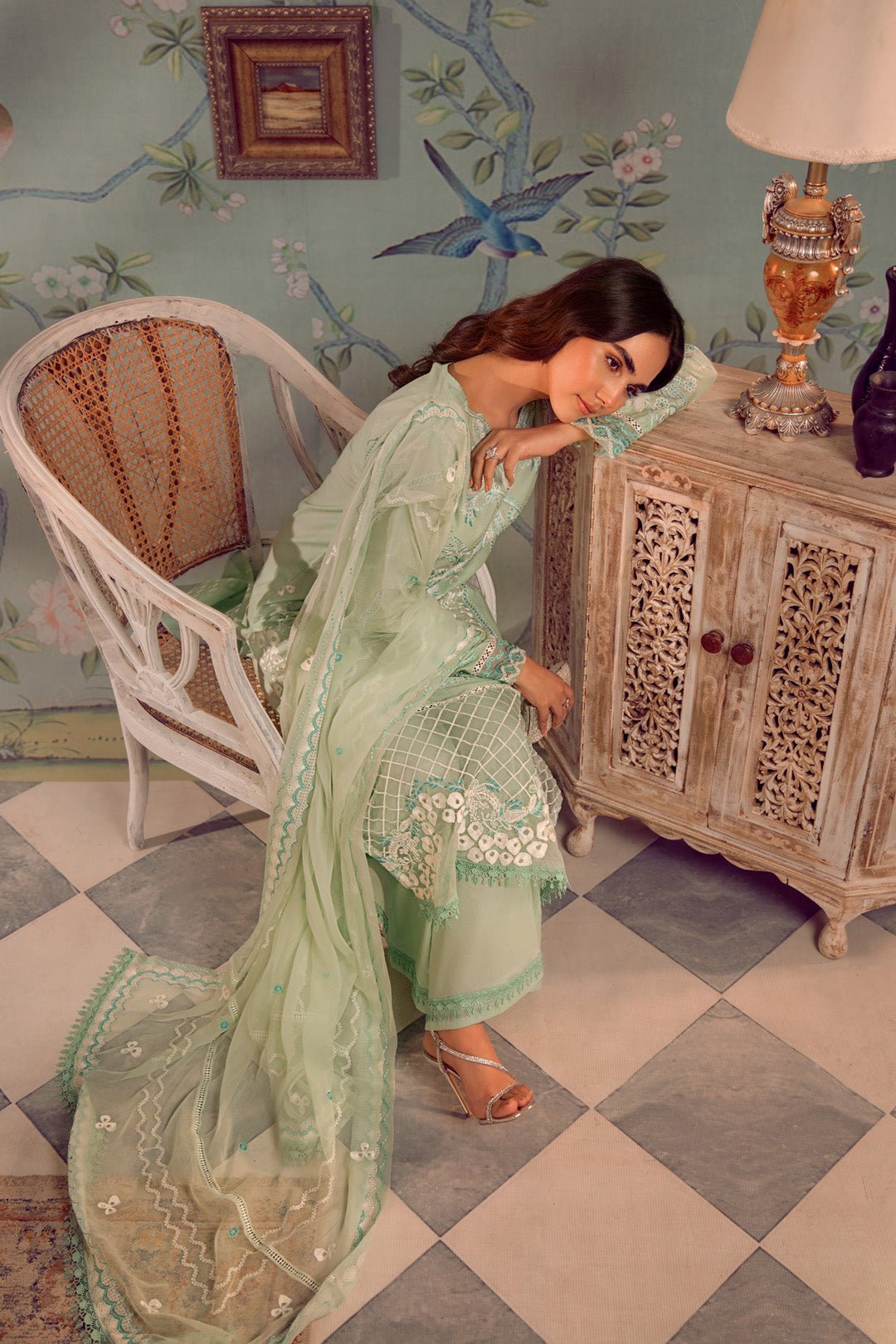 3pc Lawn With Embroidered Chiffon - SV01D03-S - NOOSH