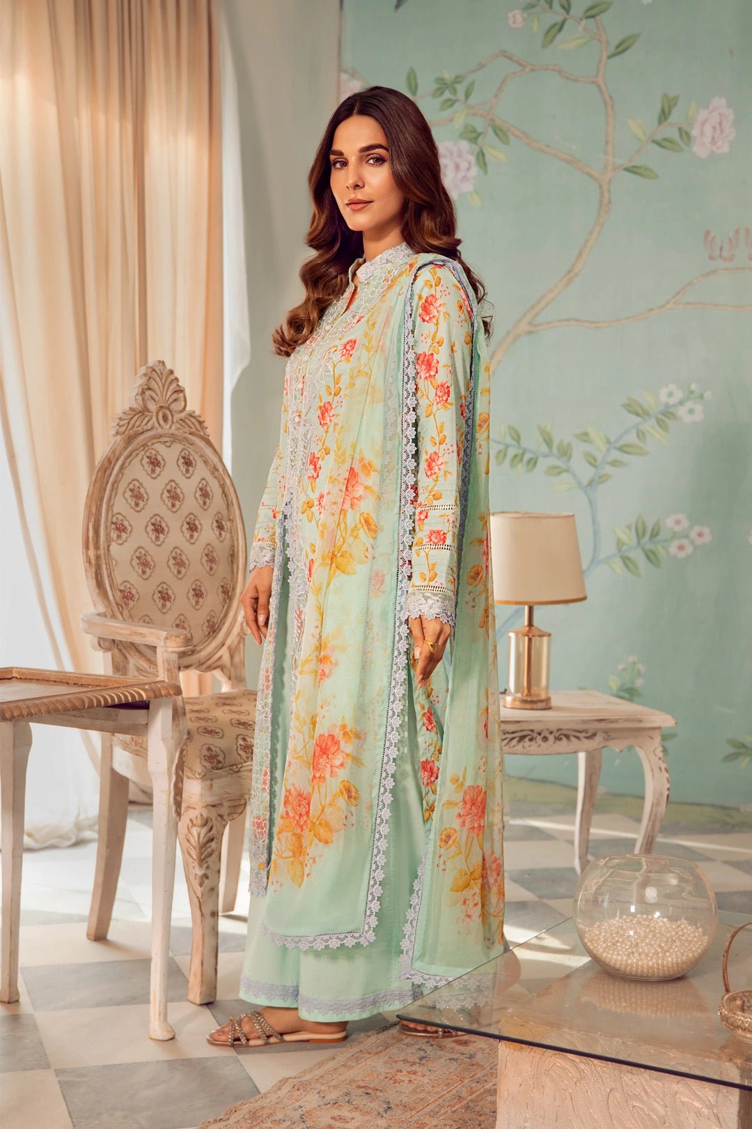 3pc Lawn With Printed Chiffon - NV01D07 - Noosh