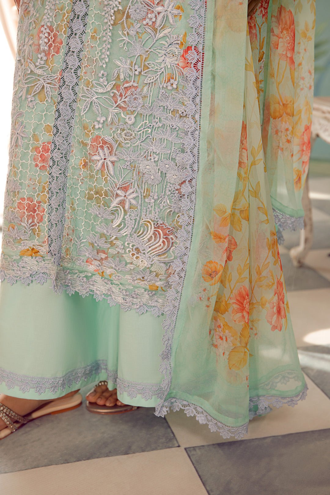 3pc Lawn With Printed Chiffon - NV01D07 - Noosh