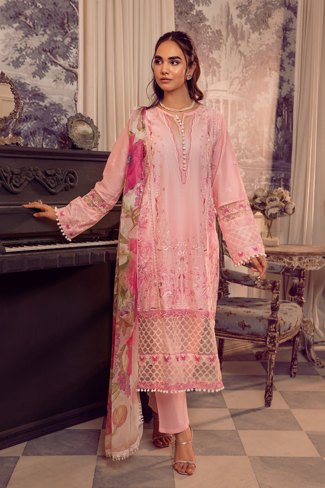 3pc Lawn With Printed Chiffon - NV01D09 - Noosh