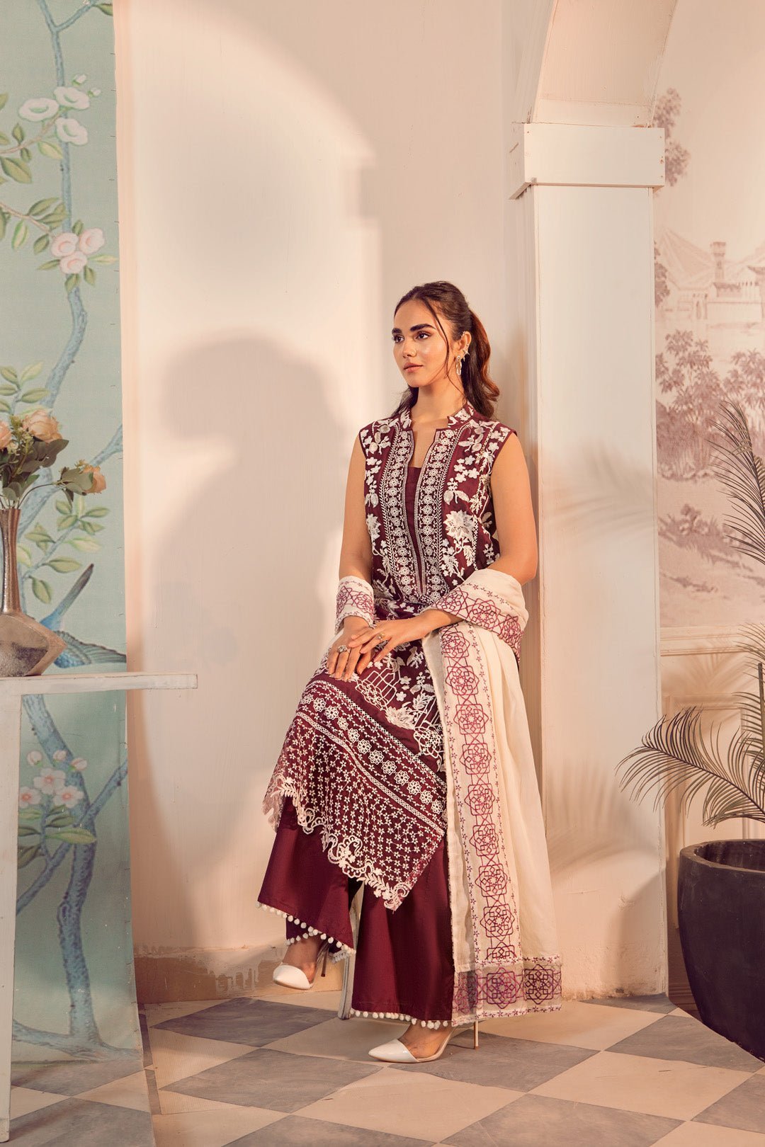 Lawn With Voile Dupatta - NV01D12-S - NOOSH